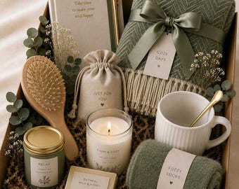 Hygge Self Care Gift Box, Cozy Gift for Her, Hug in a Box, Get Well Soon Gift, Thinking of You Gift, Care Package for Her, Self Care Basket