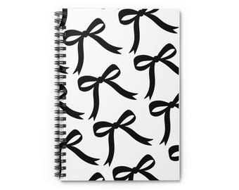 Black Bow Pattern Spiral Notebook | Ruled Lined Journal