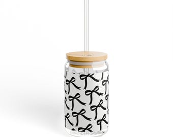 Black Bow Pattern Sipper Glass