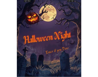 Halloween Night graveyard poster | Rolled Poster
