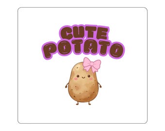 Cute Potato die cut sticker | Kawaii potato with bow