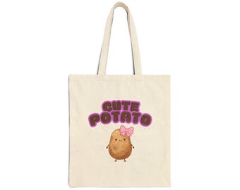 Cute Potato Tote Bag | Kawaii Potato Illustration, Canvas Shopper