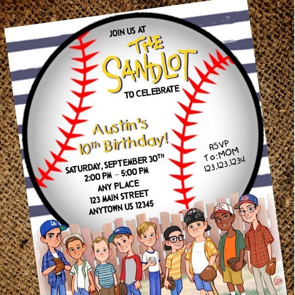 The Sandlot Birthday Invitation - Baseball - Boy Birthday - Vertical