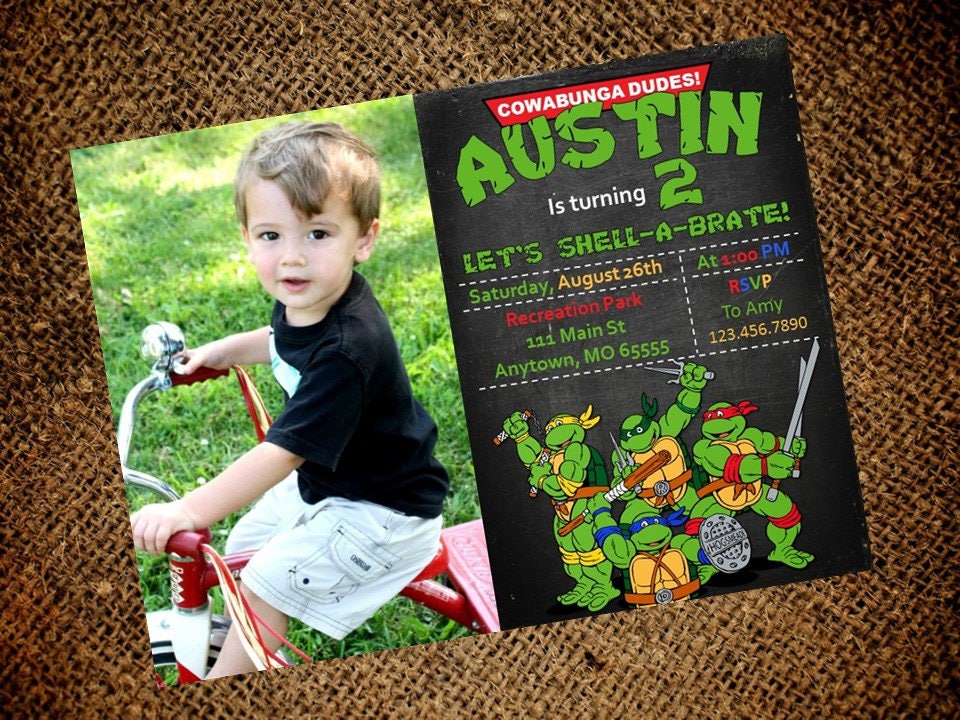 Teenage Mutant Ninja Turtles Birthday Invitation - TMNT - Boy Birthday - Etsy teenage-mutant-ninja-turtles-birthday-invitation-tmnt-boy-birthday-etsy