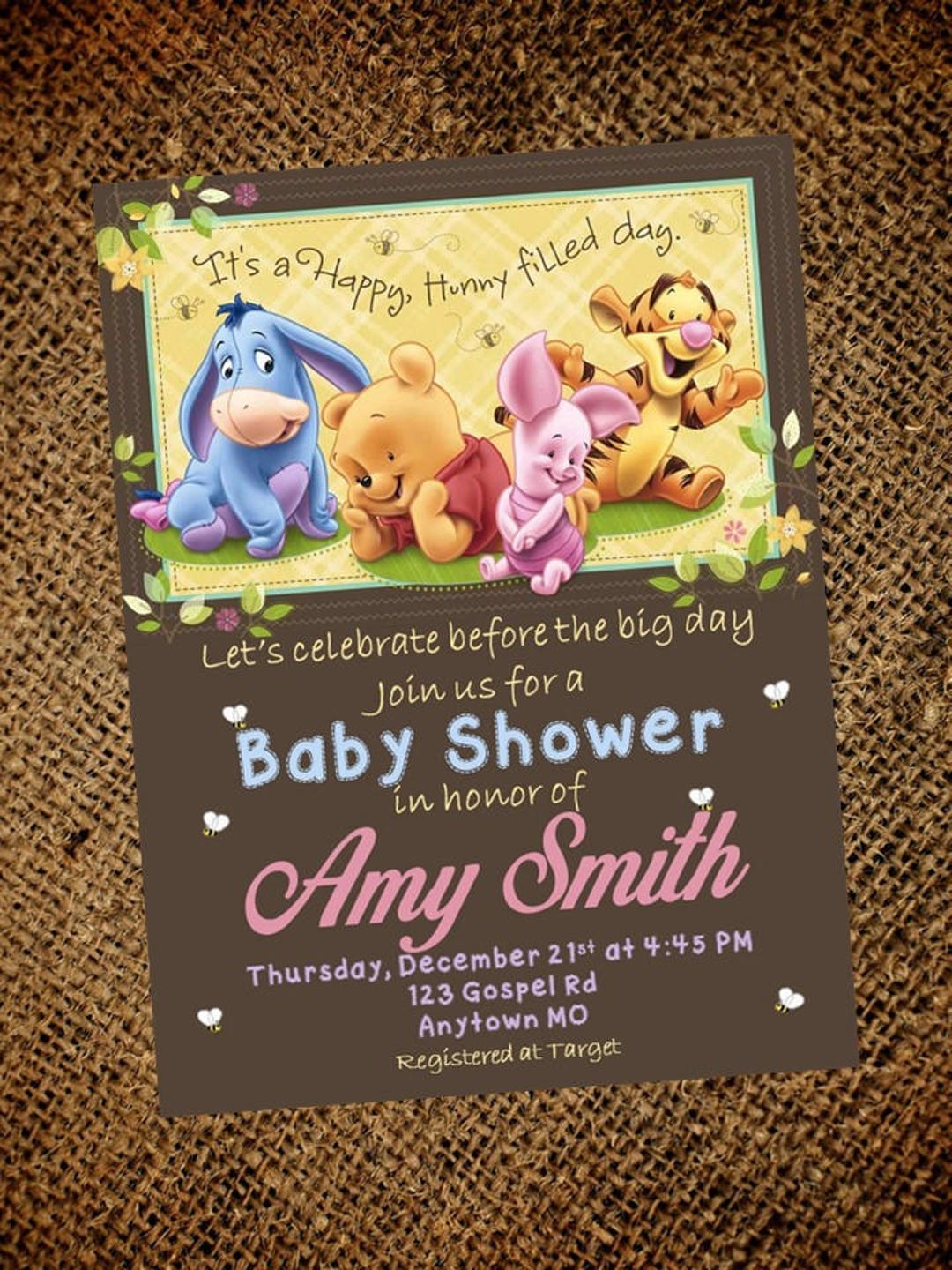 Winnie the Pooh Baby Shower Invitation Neutral Baby Shower Invitation Boy or Girl Baby Shower