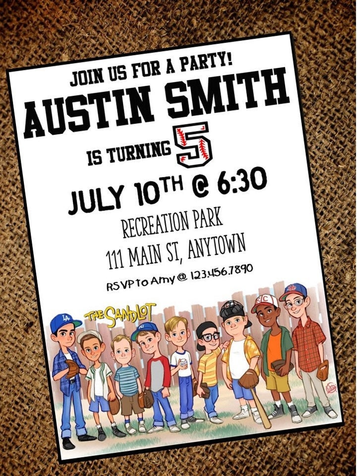 The Sandlot Birthday Invitation - Baseball - Boy Birthday - Vertical - Etsy