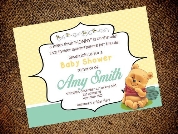 etsy winnie the pooh baby shower invitations