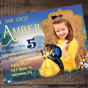 Beauty and the Beast Birthday Invitation - Girl Birthday - Belle Birthday