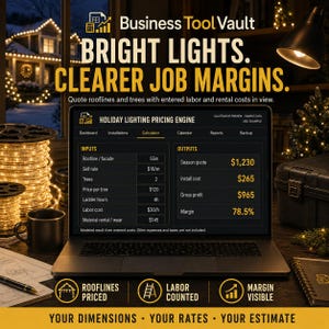 Calculadora de precios para la instalación de luces navideñas / Software para tejados, árboles, mano de obra y beneficios
