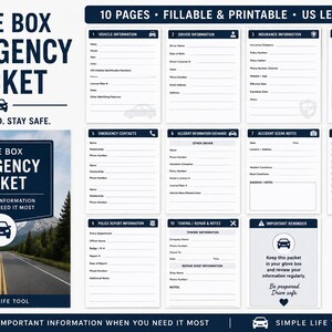 Fillable Form Layout Glove Box Emergency Packet, Car Accident Information Forms, Vehicle ...
