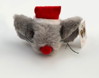 Vintage GANZ Merry Mouse Plush, Adorable Christmas Mouse Plush, Vintage GANZ Christmas Mouse, Vintage Small Christmas Mouse Stuffed Animal