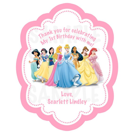 Disney Princess Inspired or Tea Party Personalized Gift Favor Tags- (DIGITAL FILE) Il_570xn