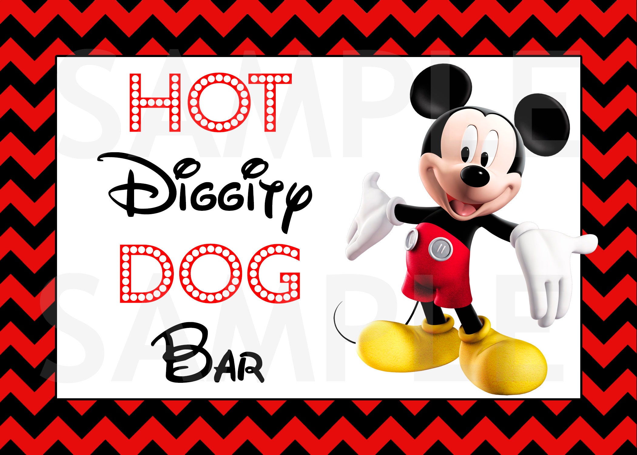 Mickey Mouse Birthday Sign Hot Diggity Dog Bar Etsy