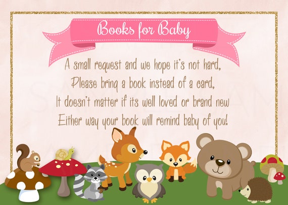 WOODLAND Baby Shower Book Instead of a Card Request -Printable File Il_570xn