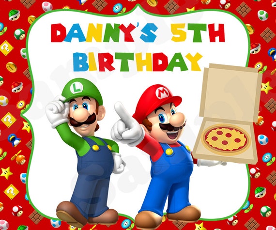 Super Mario & Luigi Printable Pizza Party Birthday Gift Tags, Stickers, Treat Labels - DIY File Il_570xn