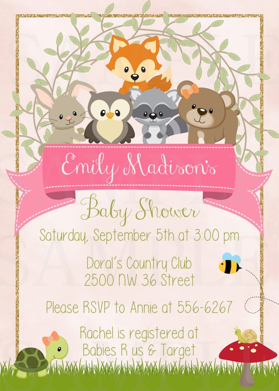 Cute Woodland Friends Forest Animals Girls or Boy Theme Baby Shower or Birthday - Printable File Il_570xn