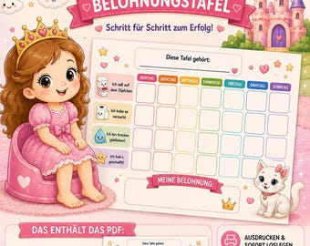 Töpfchentraining Belohnungstafel, Töpfchen Trainingsplan, Tableau d'autocollants pour enfants, Trocken Werden
