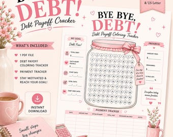 Tableau de suivi du remboursement de dettes à imprimer, Coloriage pour se libérer de ses dettes, Suivi des paiements de dettes, Planificateur financier PDF, Téléchargement instantané