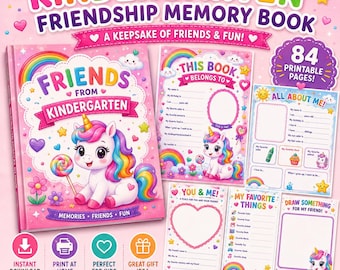 Livre de souvenirs d'amitié de maternelle | Souvenir à imprimer (PDF)