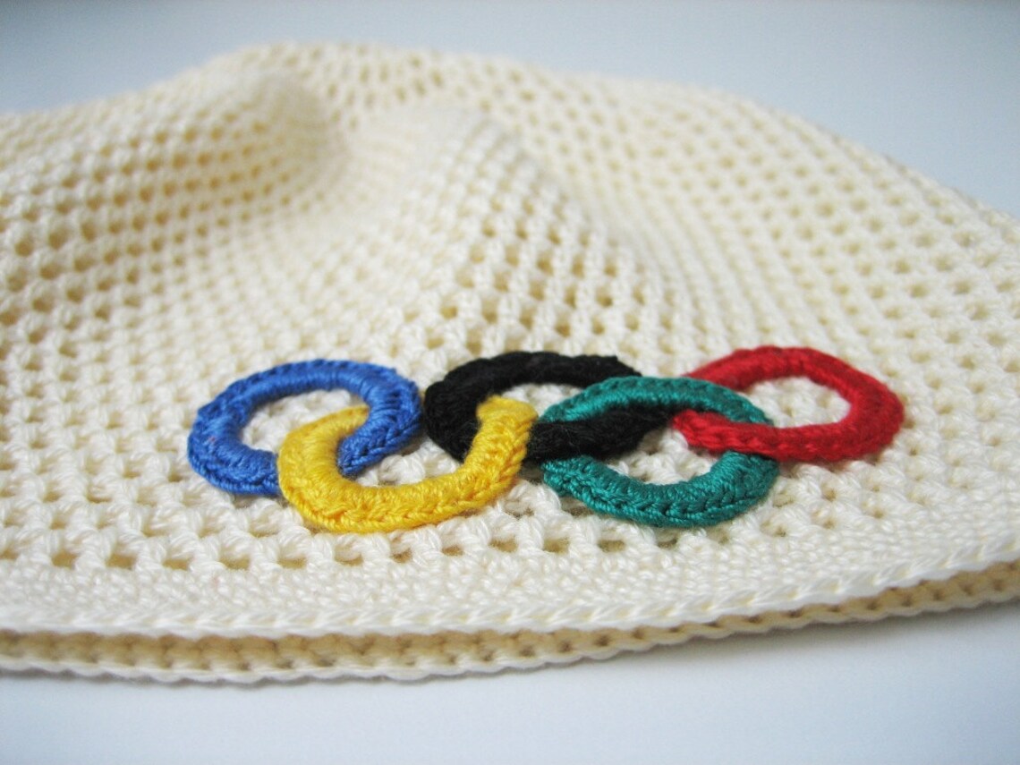 Crochet Olympic games hat. Cap with olympic rings appligue. Etsy