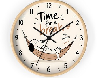 Time for a Break Wall Clock, Funny Relaxation Clock, Hammock Rest Wall Decor, Cozy Living Room Clock, Inspirational Quote Home Decor