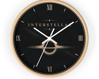 Interstellar Wall Clock, Movie Clock, Sci Fi Decor, Space Lover Gift, Minimalist Wall Art
