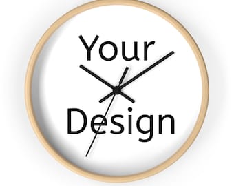 Custom wall clock, photo wall clock, personalized wall clock, home decor clock, illustrated clock, logo wall clock, custom text clock gift