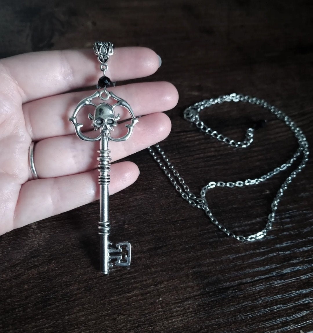 Sterling Silver Elvish Key Necklace Made With Swarovski 