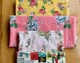 Vintage fabrics in vibrant colours and prints. Each piece is SOLD SEPARATELY. Great for vintage-inspired projects at home - quilting etc