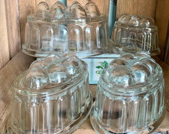 Vintage glass jelly or jello molds. Made in England. SOLD SEPARATELY. In great condition.