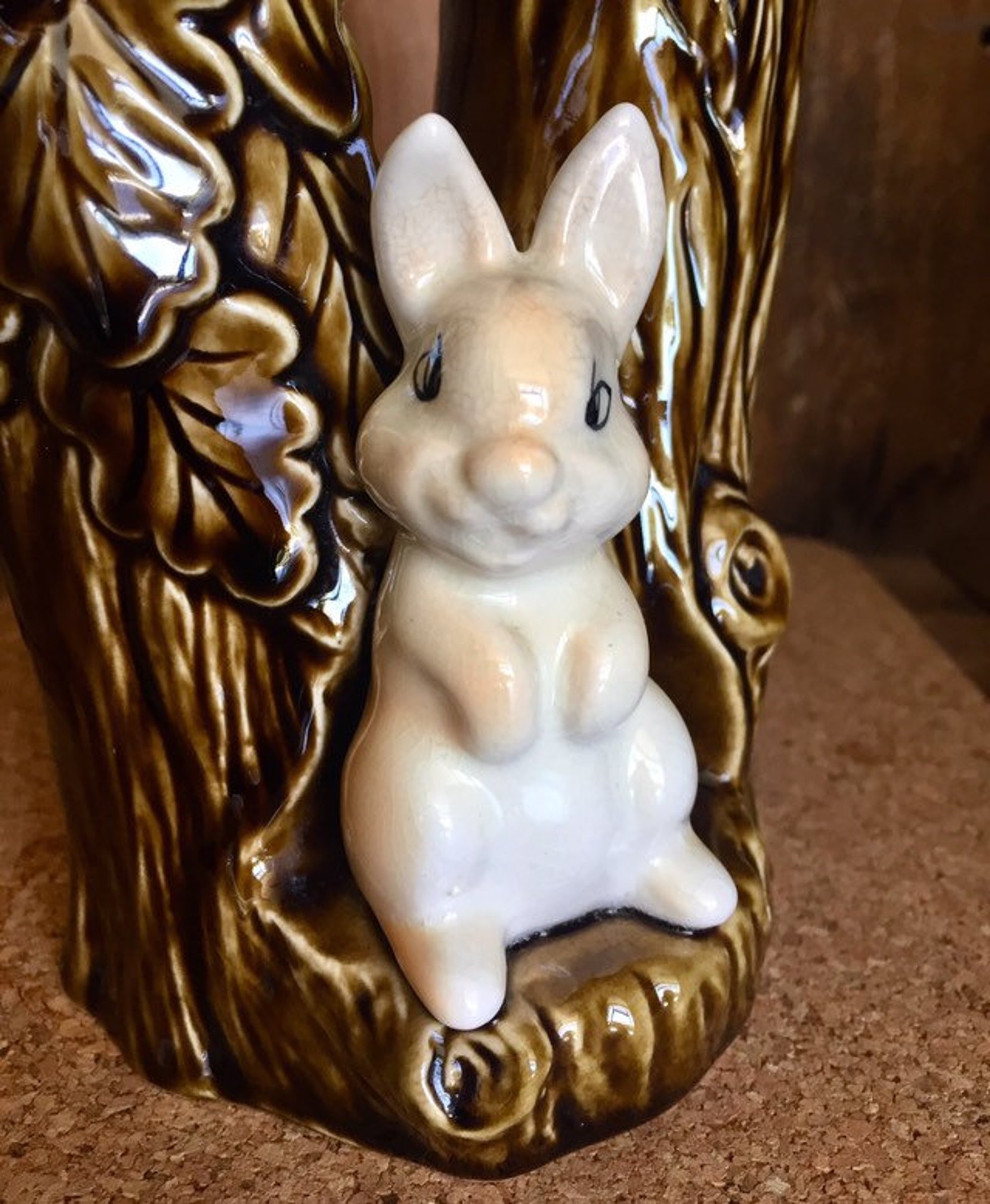 Sylvac woodland Twin Vase With Rabbit. Stamped Etsy