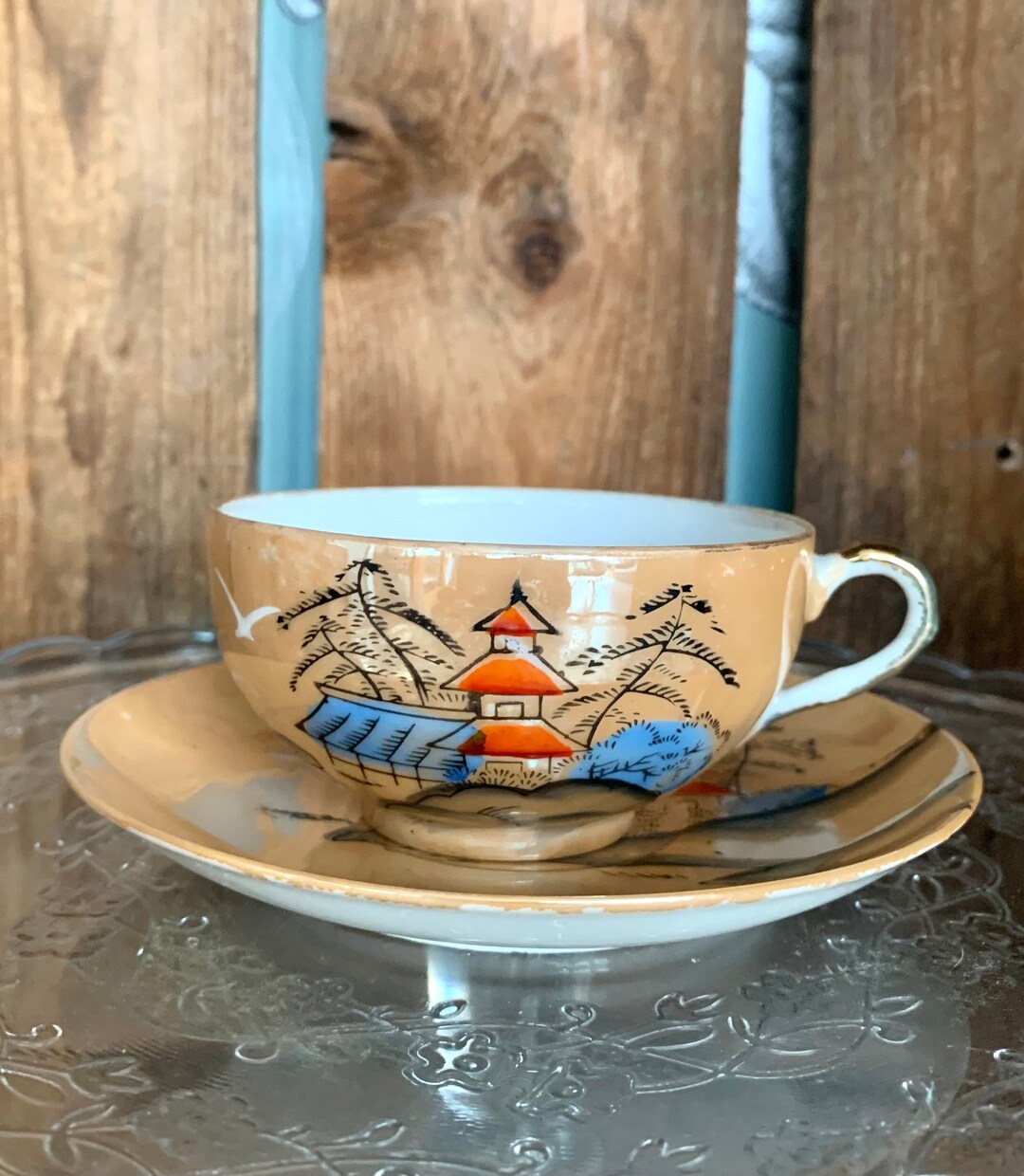 Vintage Klimax Japanese Tea Set. Porcelain Lustreware With Stunning