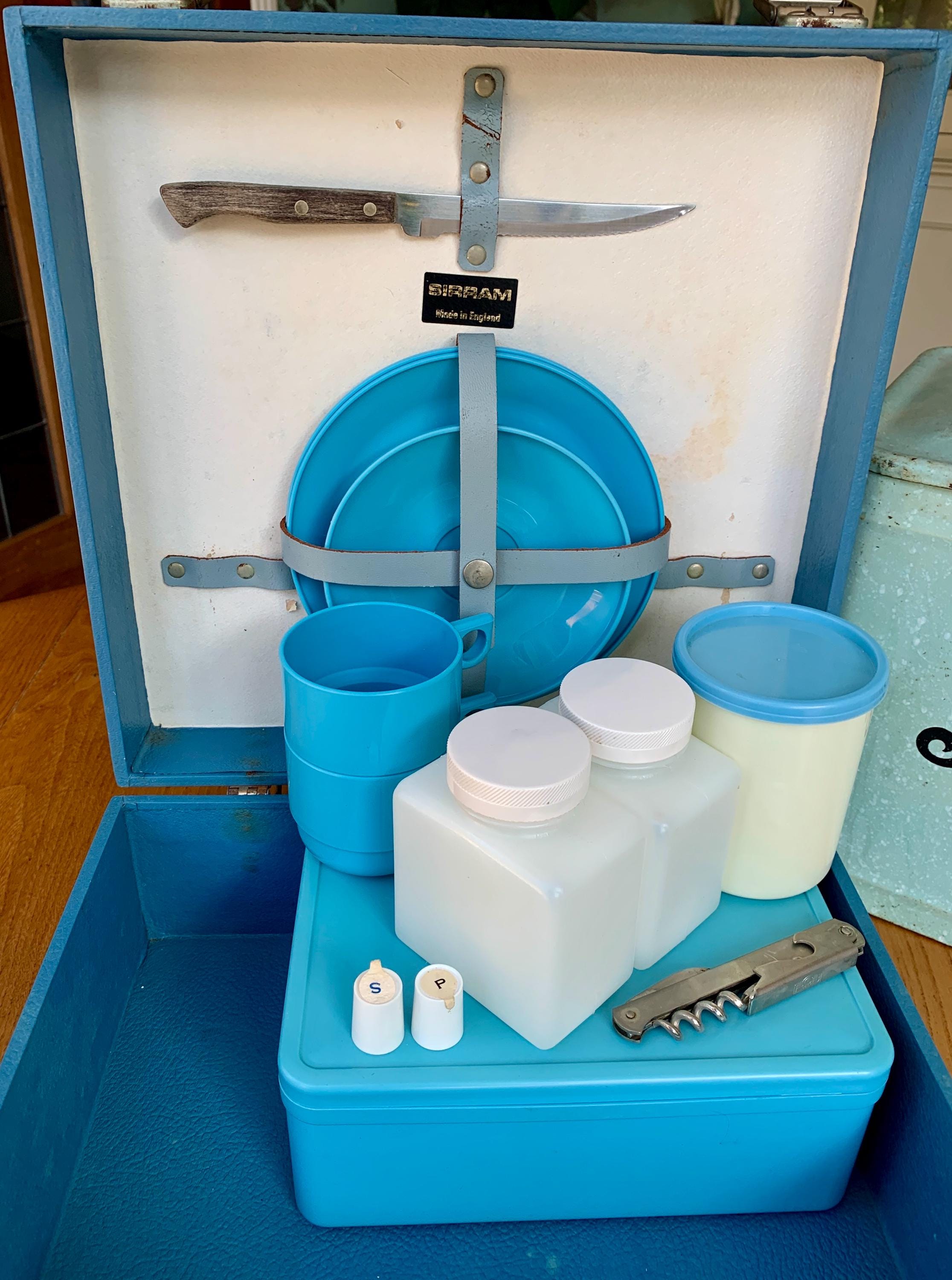 Vintage Sirram Picnic Set for Two People. Hard Case With Cups