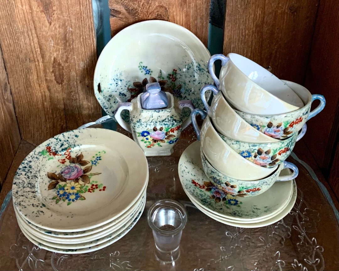 Vintage Japanese Tea Set. Handpainted Porcelain Lustreware. Very