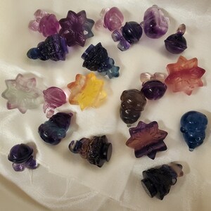 Christmas Crystal Fluorite Minis | natural stone rainbow snowmen, snowflakes, bells, trees