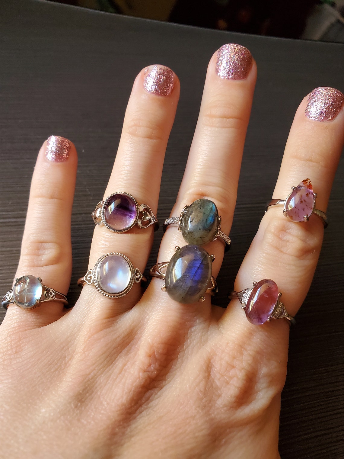 Crystal Gemstone Rings adjustable rings natural stone Etsy