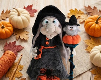 Gothic Halloween Witch Amigurumi Crochet Pattern (Digital Download)