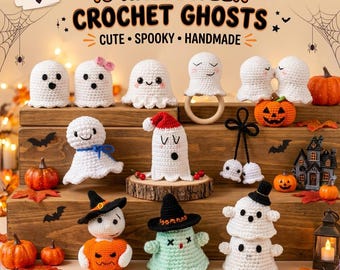10 Halloween Ghost Crochet Patterns, Spooky Amigurumi Bundle (PDF)