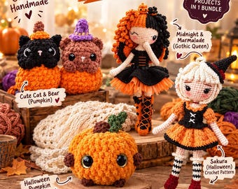 5 Halloween Amigurumi Crochet Patterns Bundle (PDF Download)