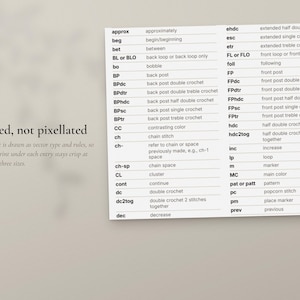 Crochet Cheat Sheet Printable, Abbreviations, Hook Size Conversion, US and UK Terms, Yarn Weights image 5
