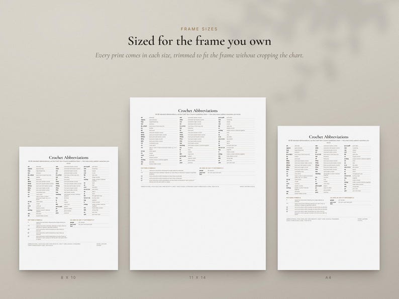 Crochet Cheat Sheet Printable, Abbreviations, Hook Size Conversion, US and UK Terms, Yarn Weights image 4