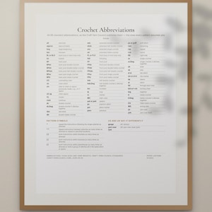 Crochet Cheat Sheet Printable, Abbreviations, Hook Size Conversion, US and UK Terms, Yarn Weights image 7