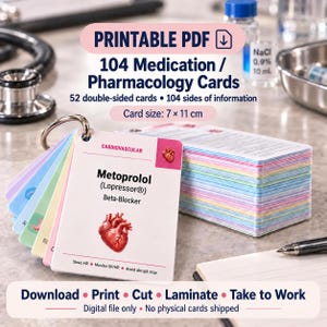 Fichas de farmacología de enfermería / Guía rápida de referencia de medicamentos (descarga digital)