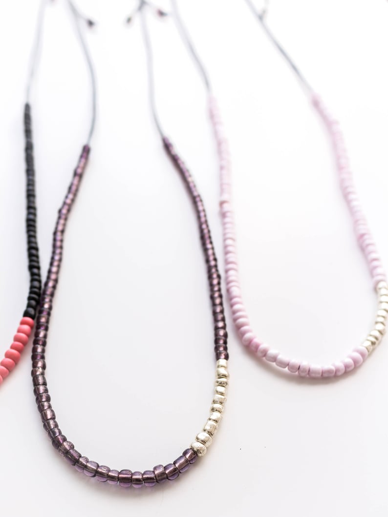 Seed bead necklace Long necklace Color block necklace Dainty necklace Boho necklace Layering jewelry Boho jewelry Macrame jewelry