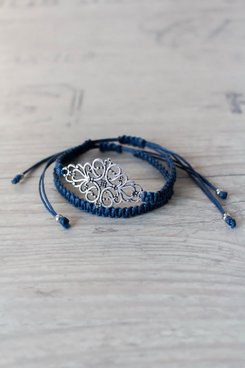 Blue friendship bracelet set Macrame bracelet BFF bracelet Etsy