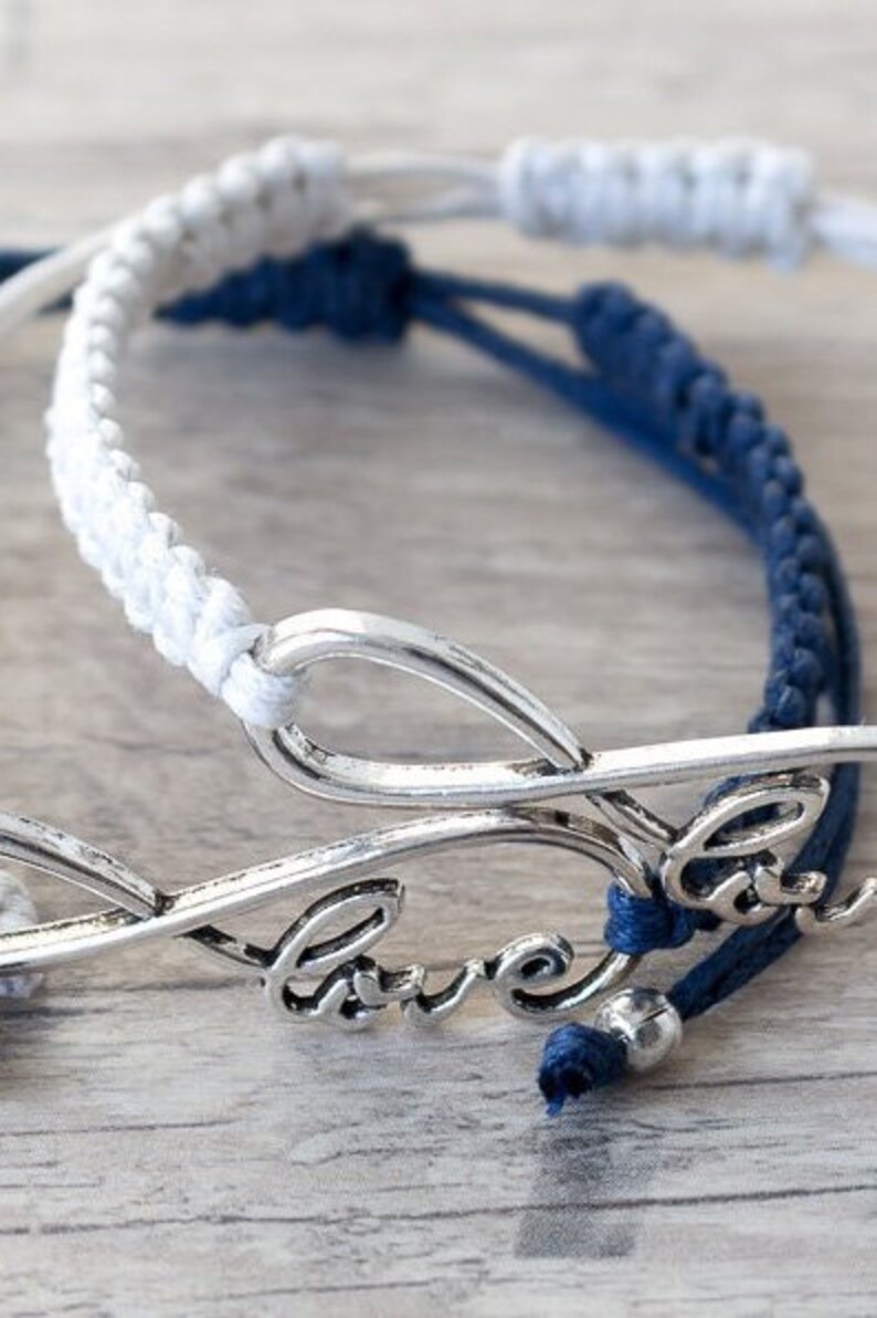 His and her bracelet Couples infinity bracelet Macrame Etsy