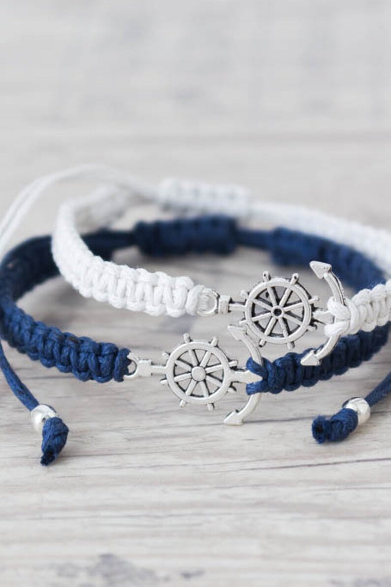 Nautical bracelet set Anchor bracelet Matching couple Etsy