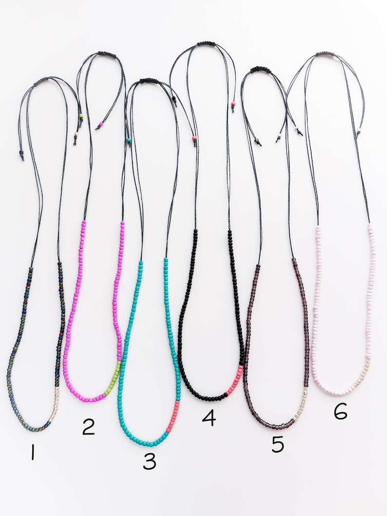 Seed bead necklace Long necklace Color block necklace Dainty necklace Boho necklace Layering jewelry Boho jewelry Macrame jewelry