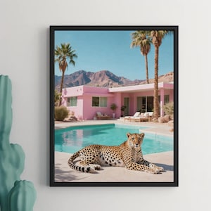 Retro Palm Springs Leopard Print | Mid-Century Modern Wall Art | Housewarming Gift| Unframed