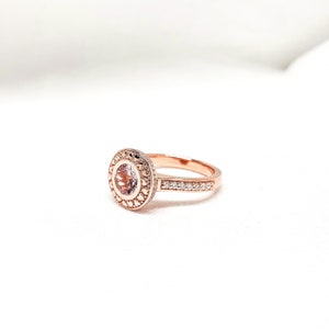 One of a Kind Engagement Ring in 10k Pink gold with Morganite and diamond, Lovely Heart shape Halo Ring, Handmade in Canada by Gwen Park image 2